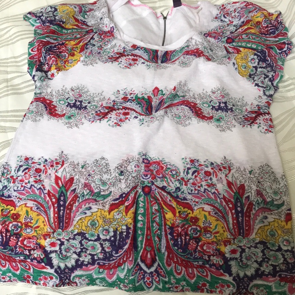 Free People paisley print top with zipper